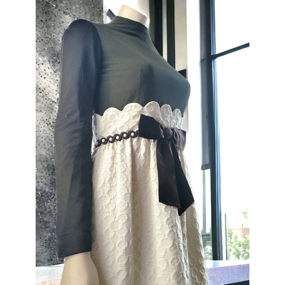 Vintage Kiki Hart 60's Maxi Dress Textured With Braid Trim And Brown Top With... - Picture 3 of 16